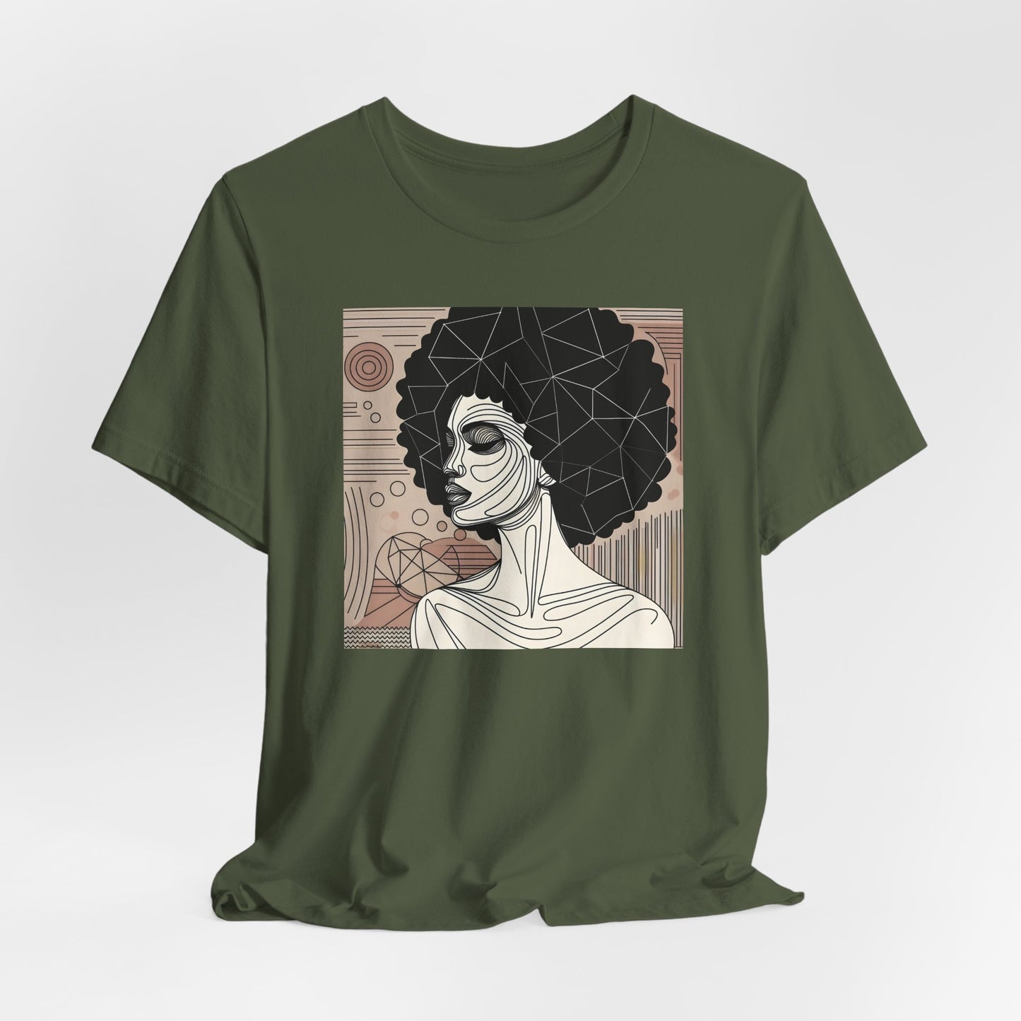 Artistic Afro Woman Tee - Unisex Short Sleeve Graphic Shirt Black Excelence