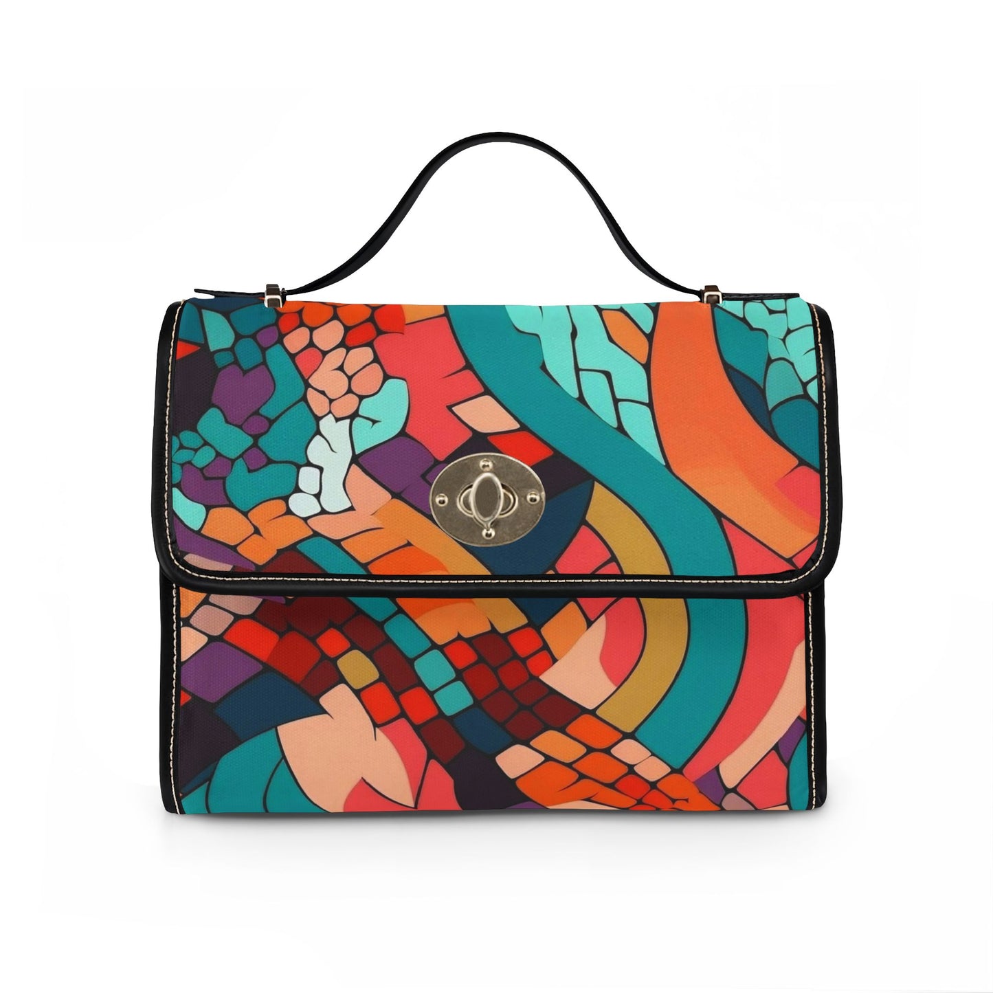 Abstract Colorwave Canvas Bag — Waterproof Artistic Satchel