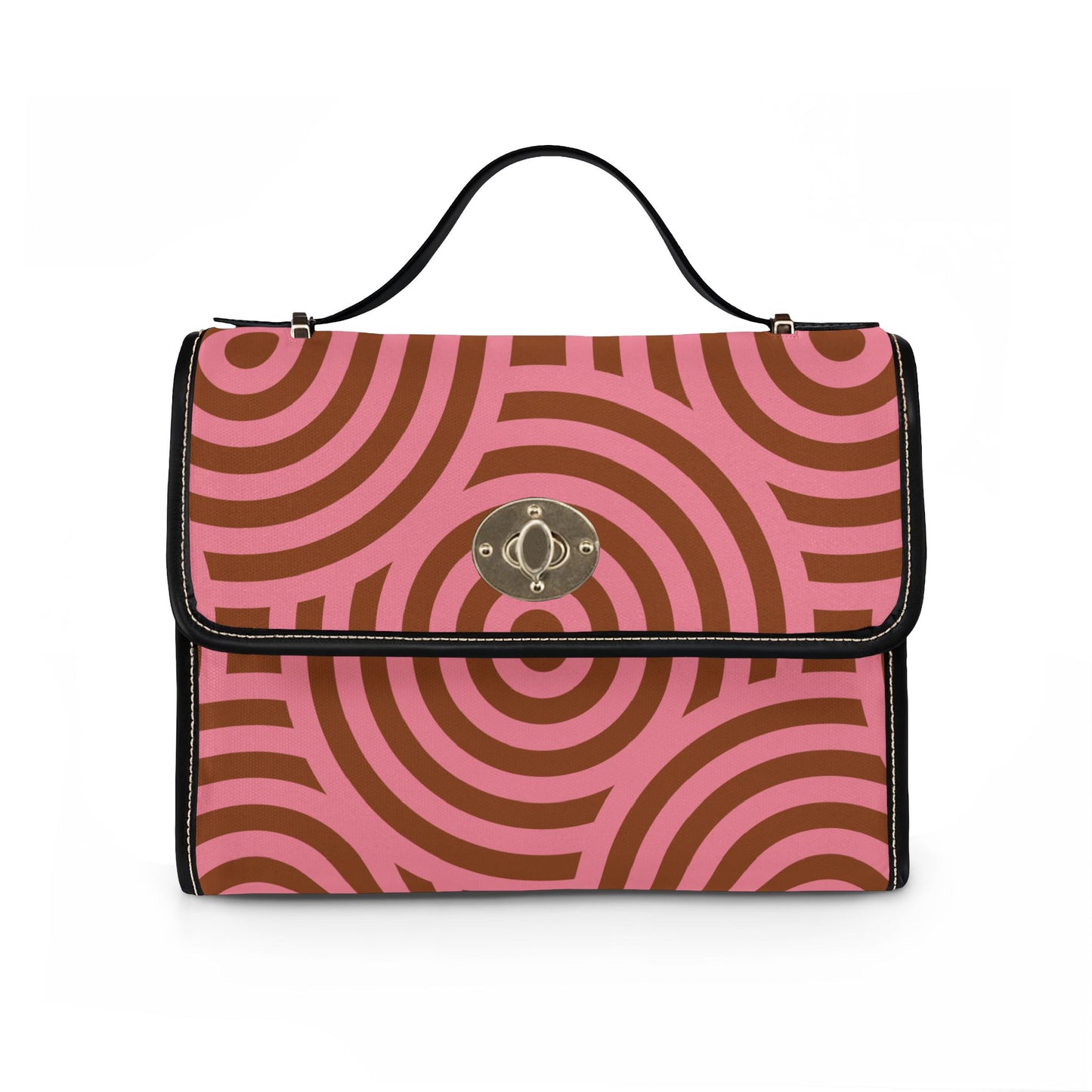 Geometric Pink & Brown Waterproof Canvas Bag
