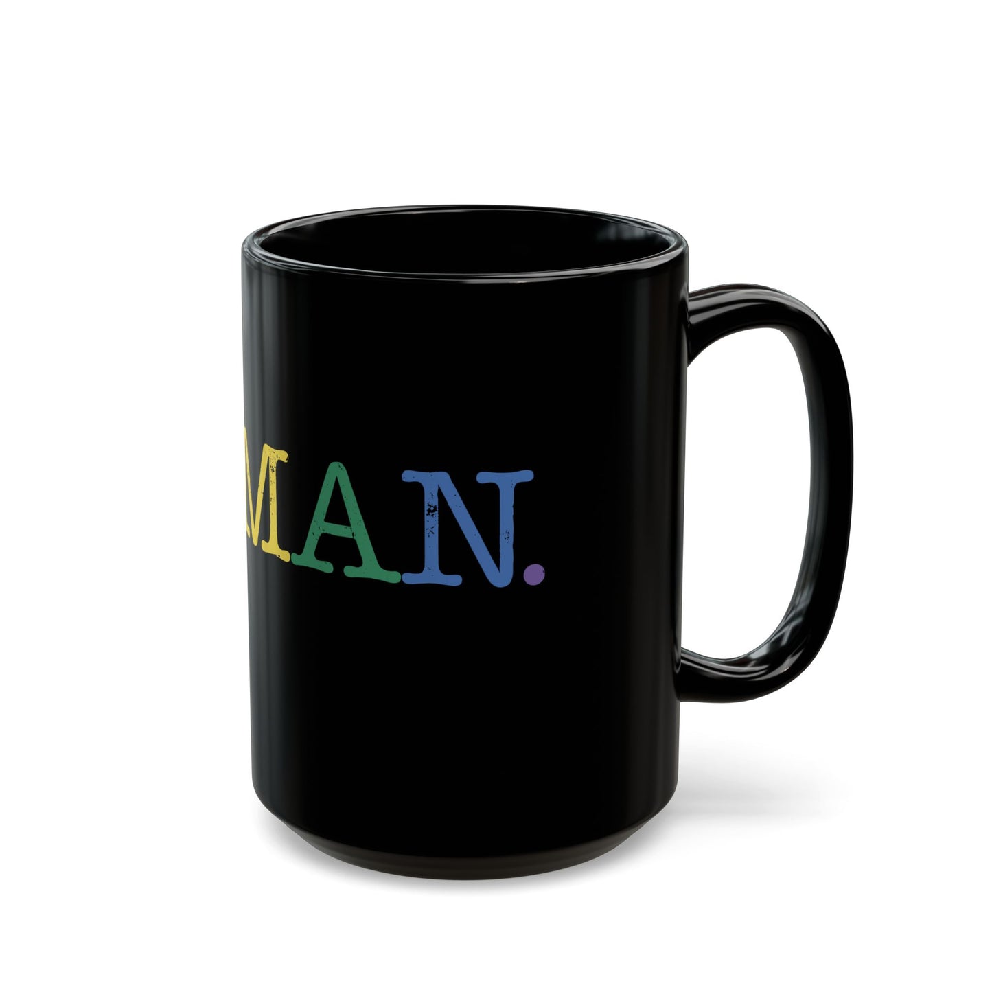 Human Rainbow Black Coffee Mug — Inclusive Pride 11oz/15oz Ceramic