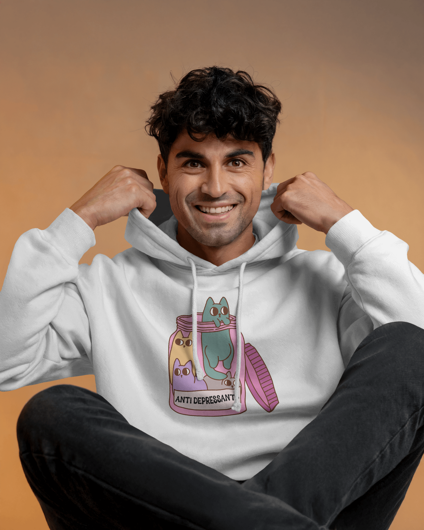 Anti-Depressant Cat Hoodie - Unisex Midweight Fleece for Cat Lovers - Cats are my Anti- Depressants