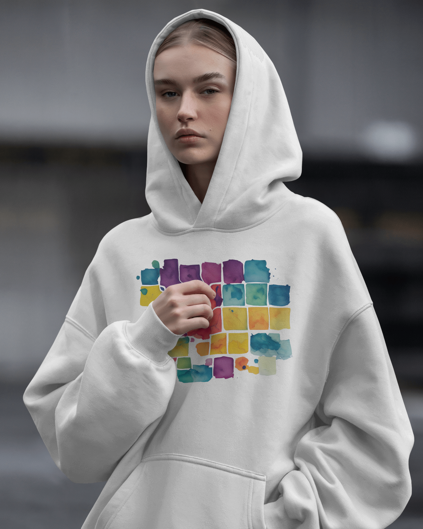 Colorful abstract Watercolor Print Unisex Fleece Hoodie- Pride, LGBT