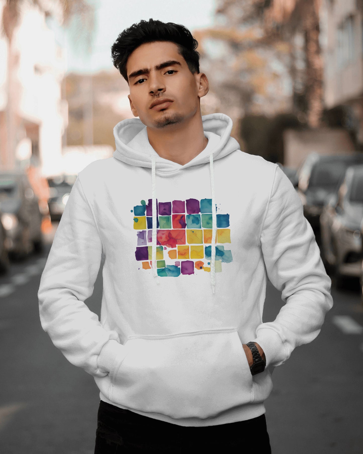 Colorful abstract Watercolor Print Unisex Fleece Hoodie- Pride, LGBT