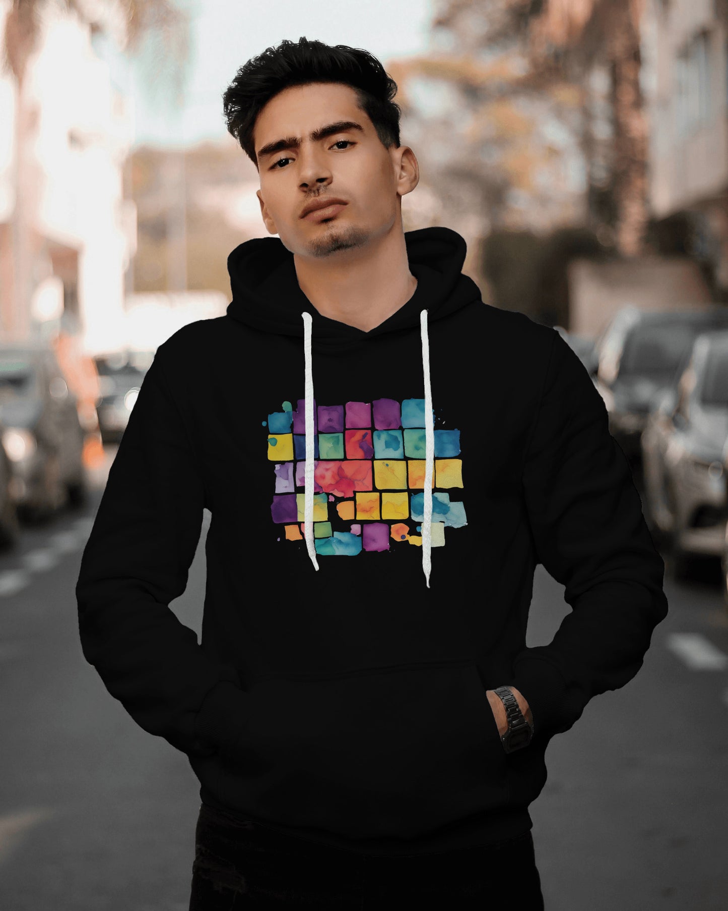 Colorful abstract Watercolor Print Unisex Fleece Hoodie- Pride, LGBT