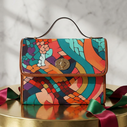 Abstract Colorwave Canvas Bag — Waterproof Artistic Satchel