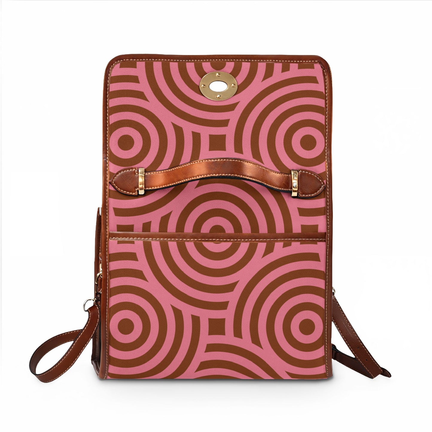 Geometric Pink & Brown Waterproof Canvas Bag
