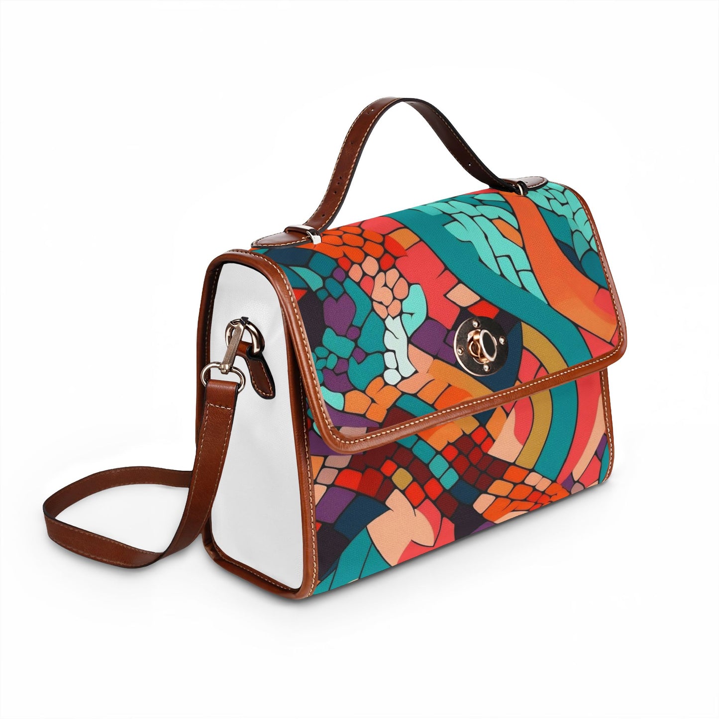 Abstract Colorwave Canvas Bag — Waterproof Artistic Satchel