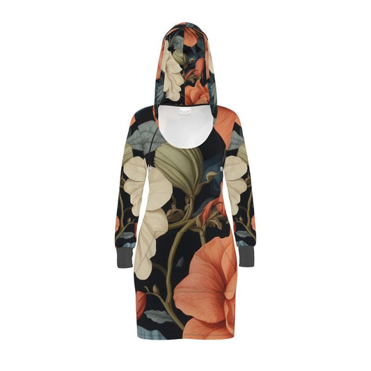 Women's Hoodie Dress - Dark Floral