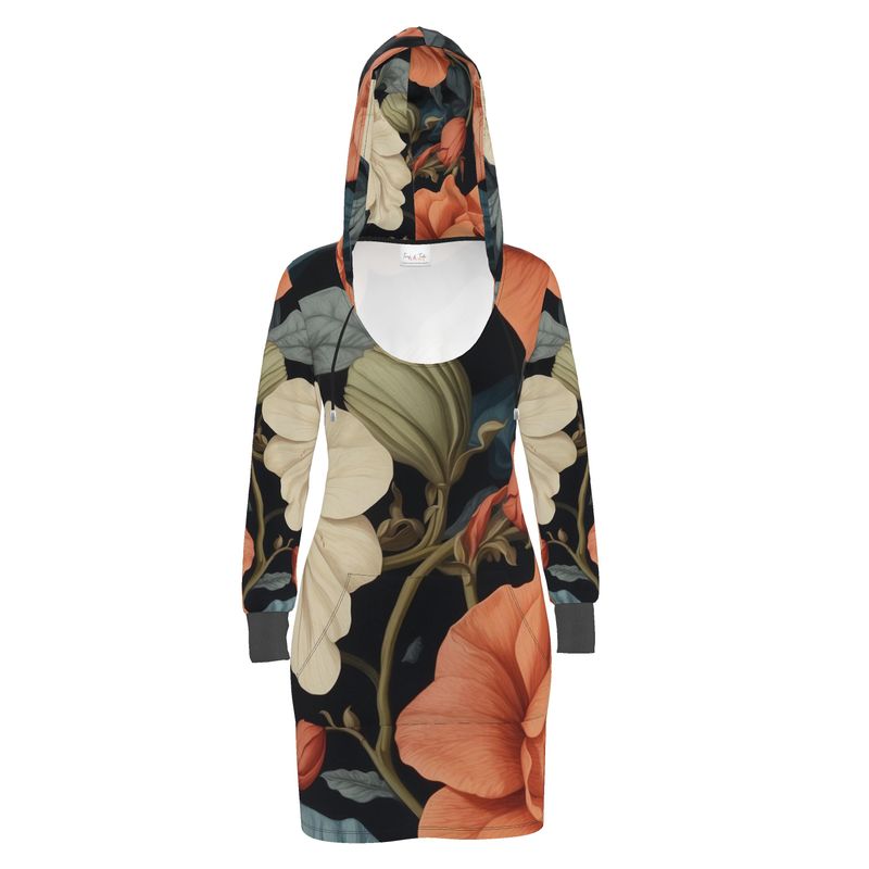 Women's Hoodie Dress - Dark Floral