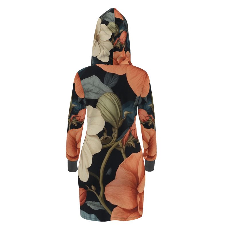 Women's Hoodie Dress - Dark Floral