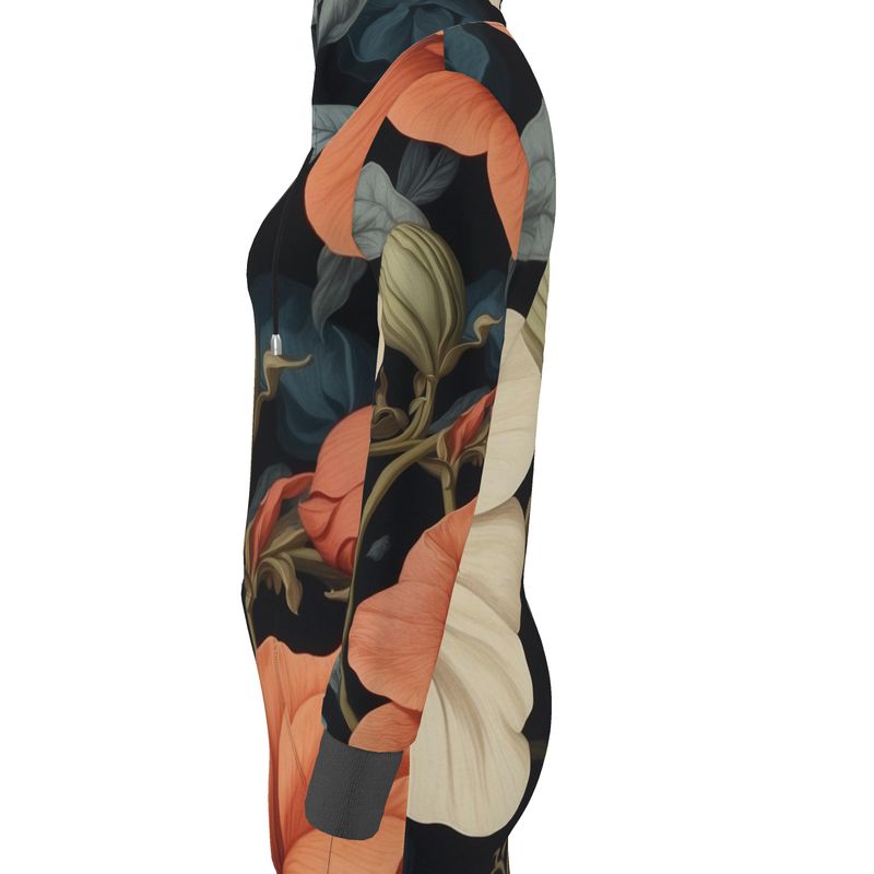 Women's Hoodie Dress - Dark Floral