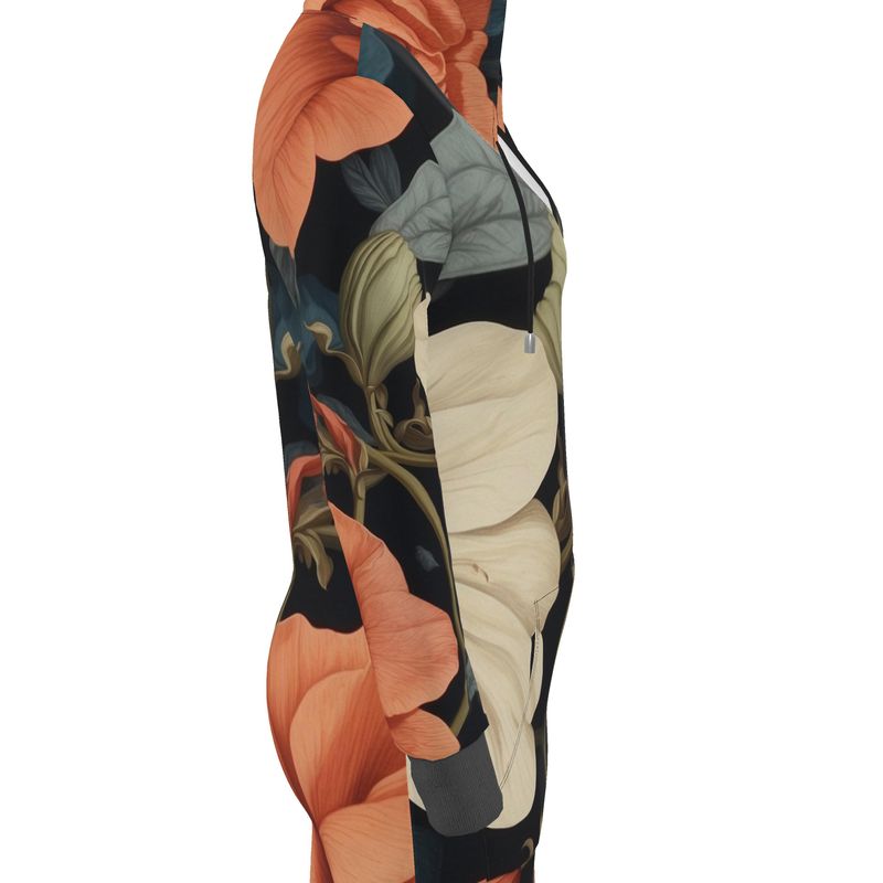 Women's Hoodie Dress - Dark Floral