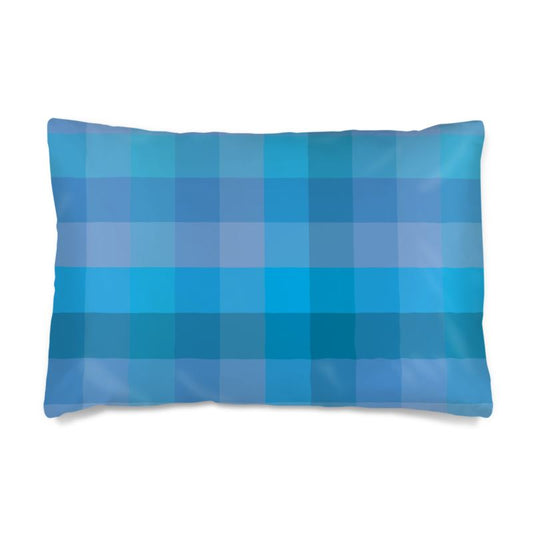 Premium Silk Pillow Case - Azure Plaid