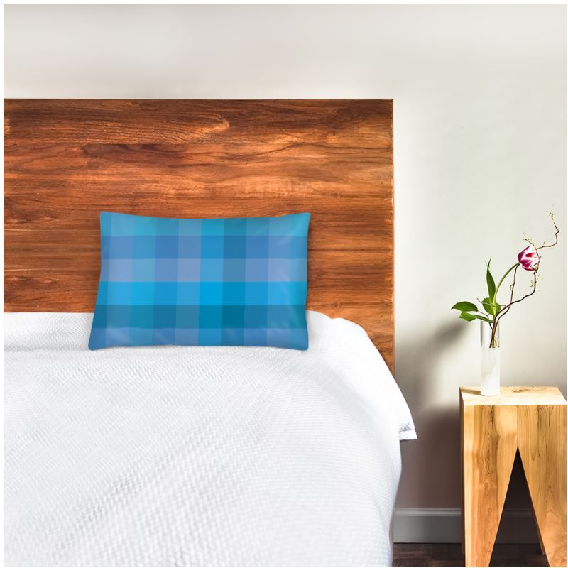 Premium Silk Pillow Case - Azure Plaid