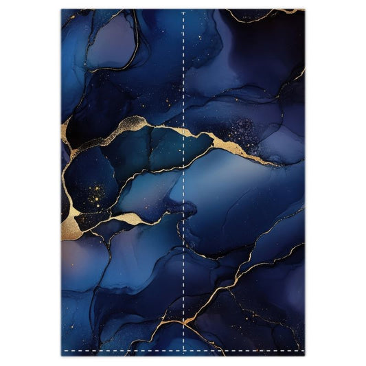 Premium Silk Duvet Set - Reversibe -  Midnight Elegance/ Azure Gold