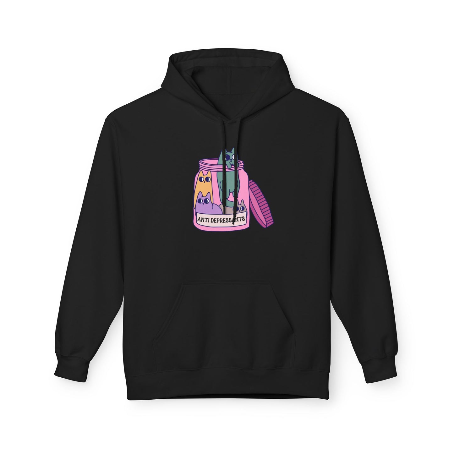 Anti-Depressant Cat Hoodie - Unisex Midweight Fleece for Cat Lovers - Cats are my Anti- Depressants