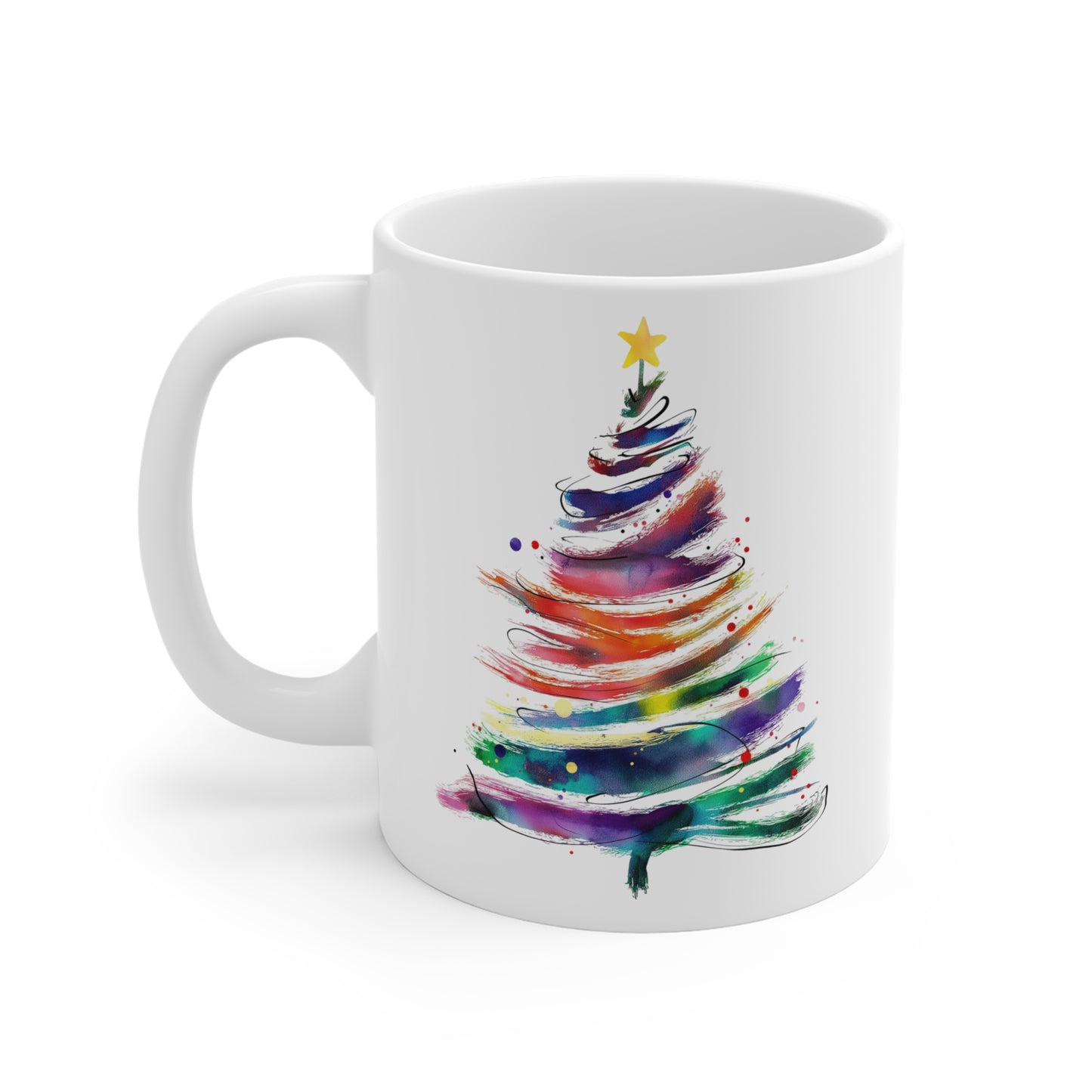 Rainbow Christmas Tree Ceramic Mug — LGBT Holiday Pride Coffee Cup