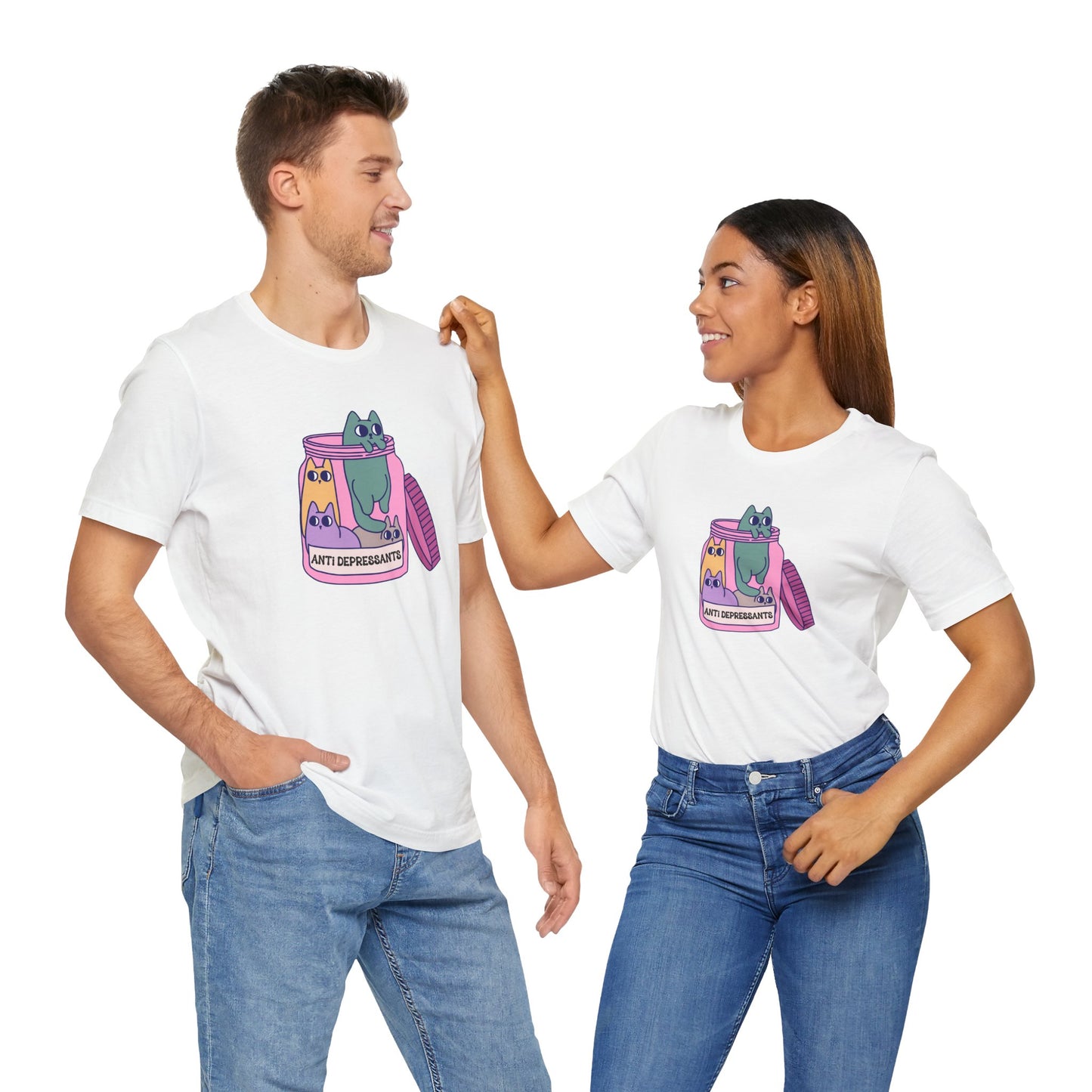 Anti-Depressant Cat Unisex Tee - Fun & Whimsical Graphic T-Shirt - Cats are my Anti Depressants