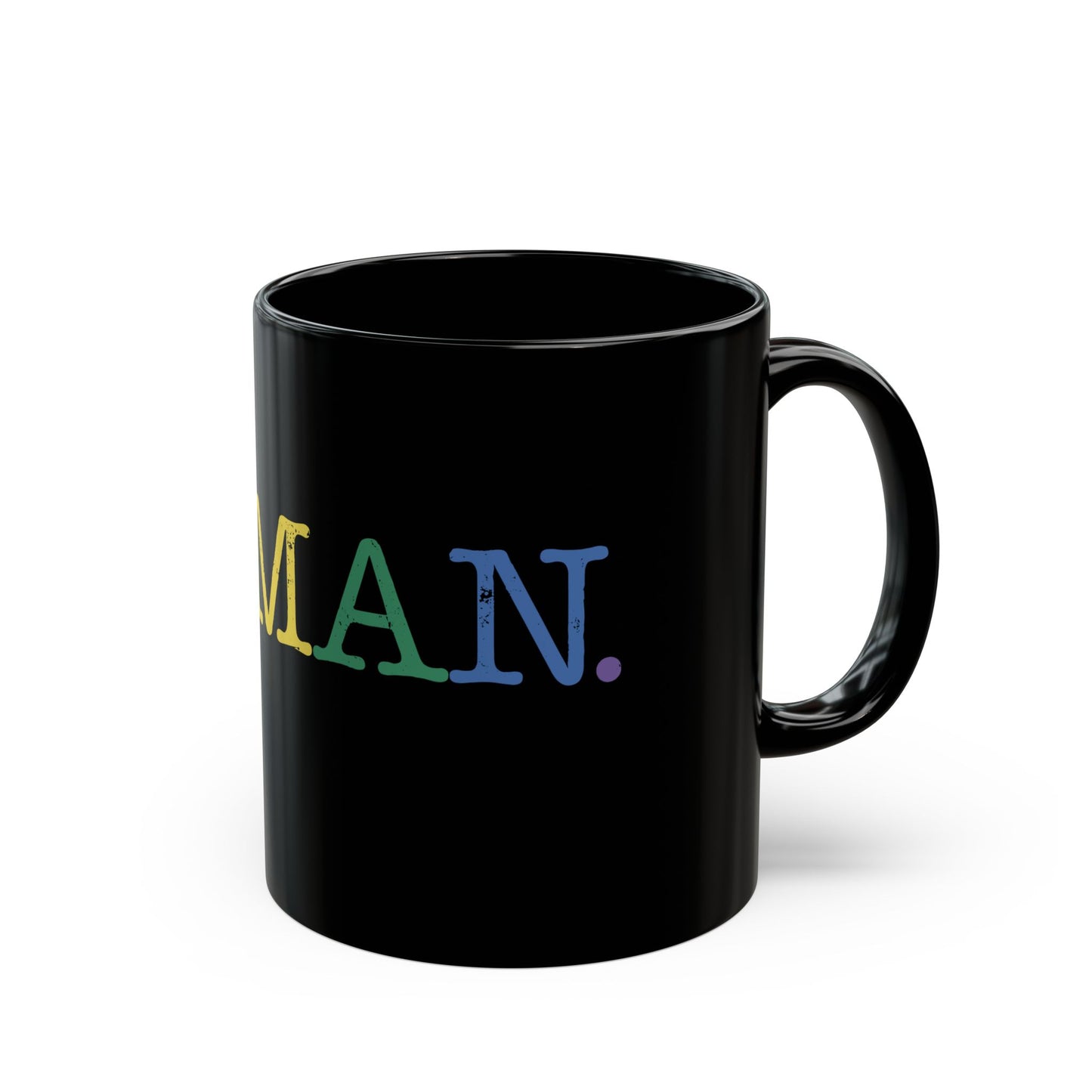 Human Rainbow Black Coffee Mug — Inclusive Pride 11oz/15oz Ceramic
