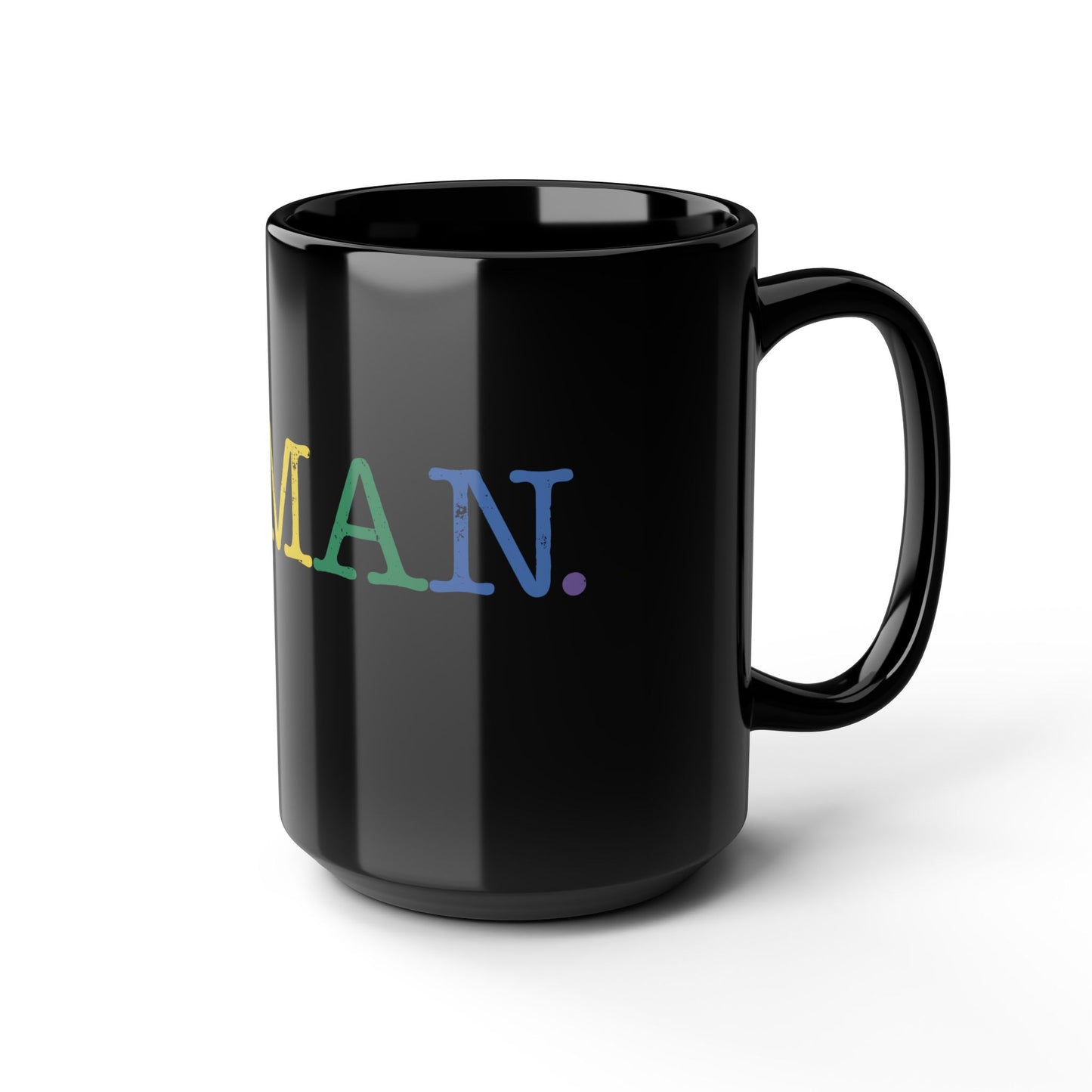 Human Rainbow Black Coffee Mug — Inclusive Pride 11oz/15oz Ceramic