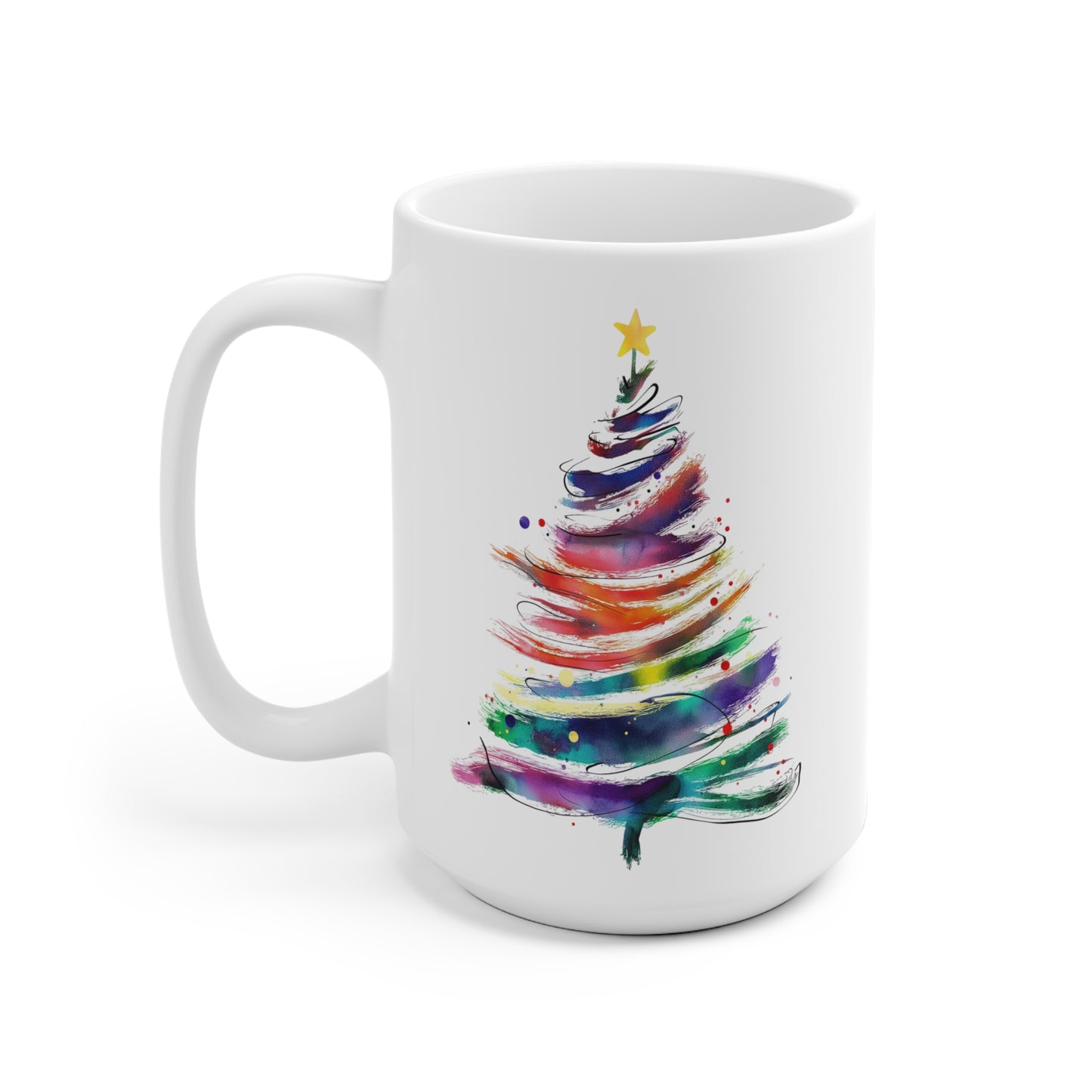 Rainbow Christmas Tree Ceramic Mug — LGBT Holiday Pride Coffee Cup