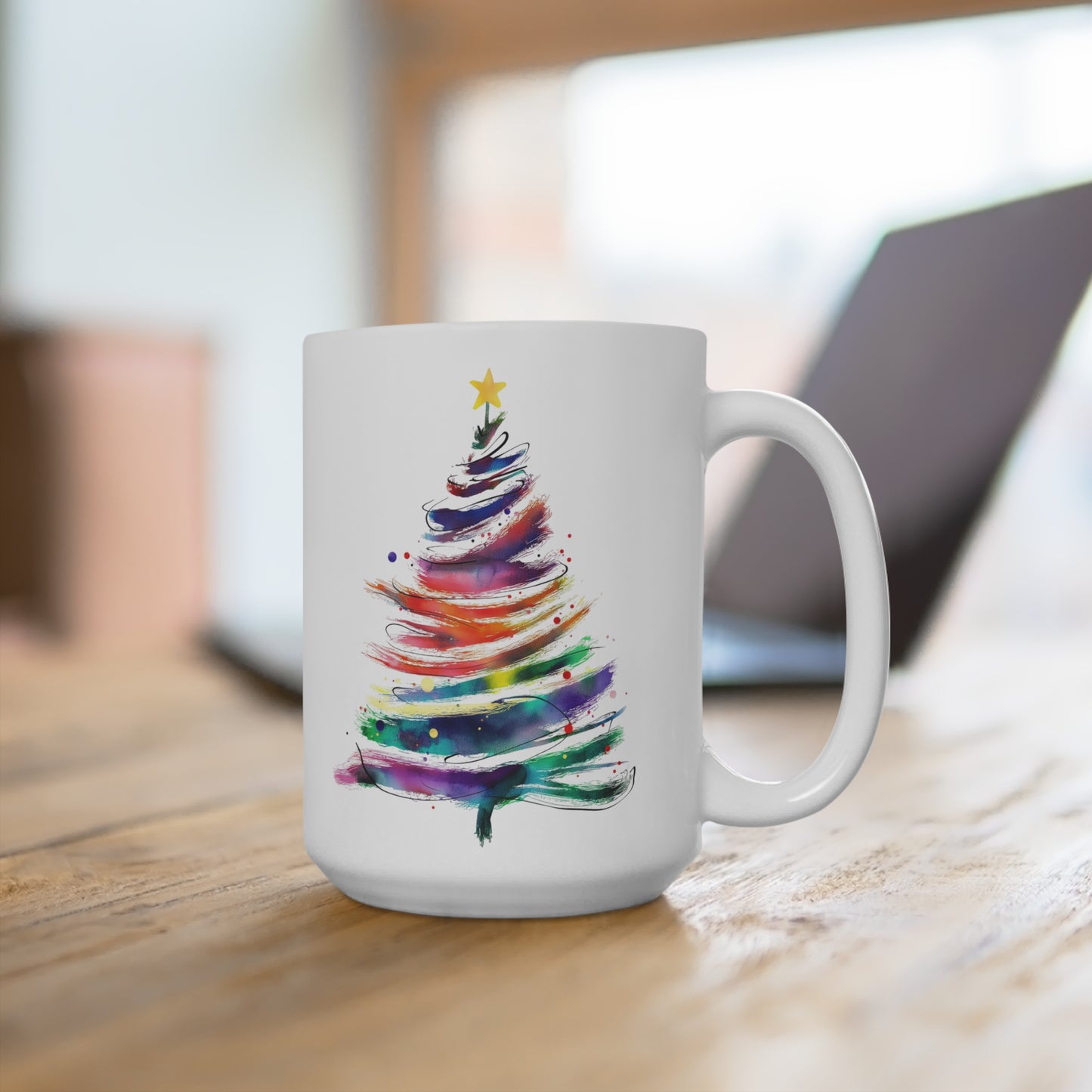Rainbow Christmas Tree Ceramic Mug — LGBT Holiday Pride Coffee Cup