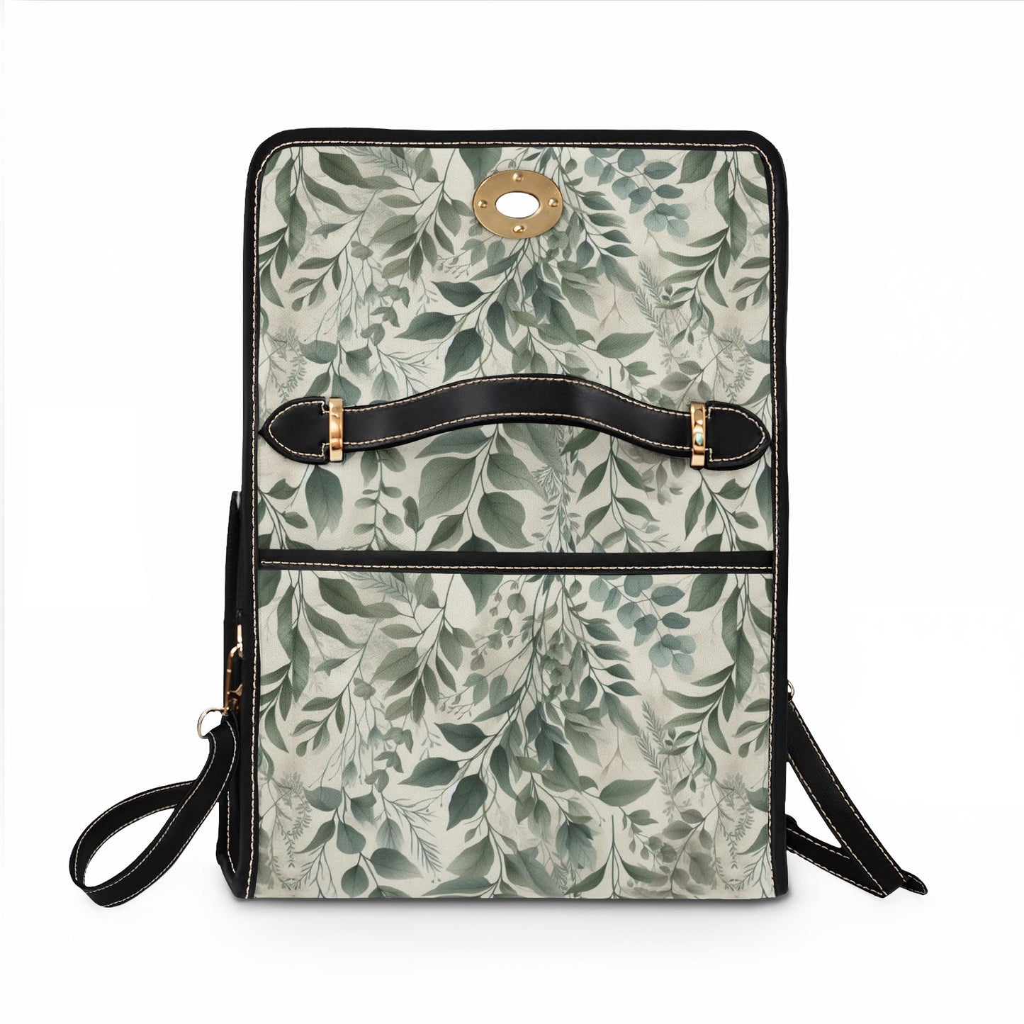 Botanical Watercolor Canvas Bag — Waterproof Leaf Print Handbag