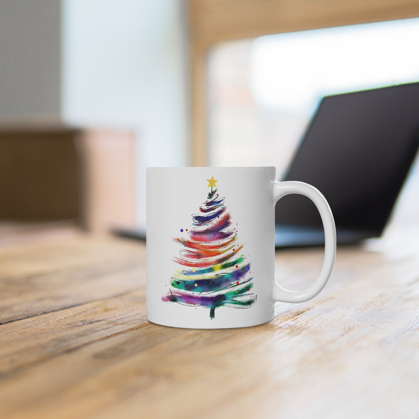 Rainbow Christmas Tree Ceramic Mug — LGBT Holiday Pride Coffee Cup