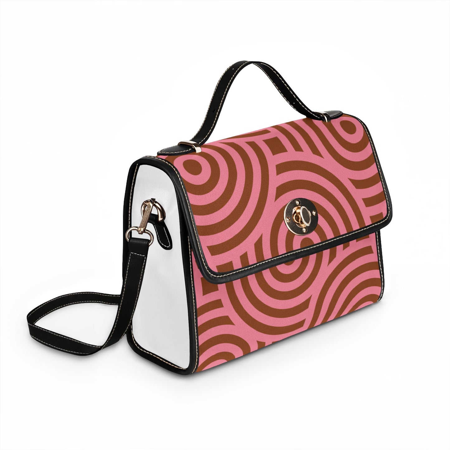 Geometric Pink & Brown Waterproof Canvas Bag