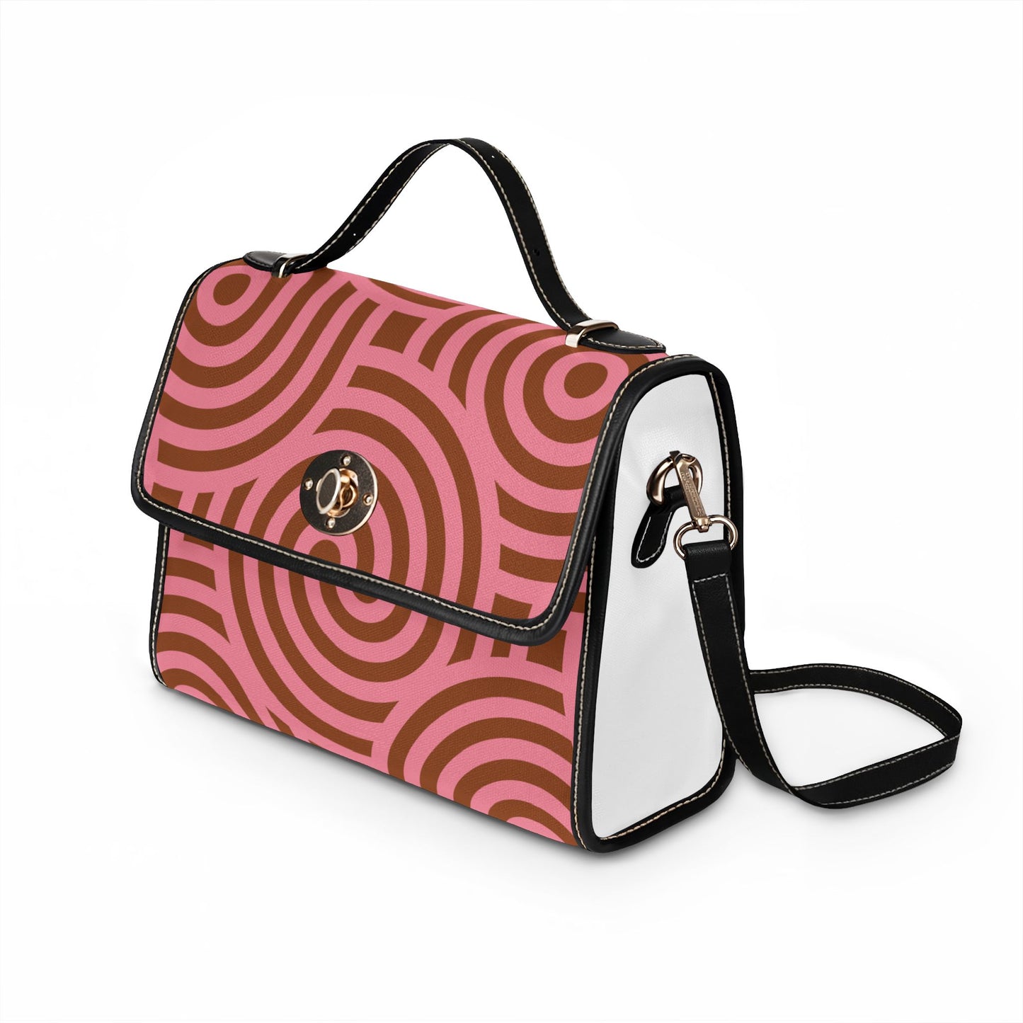 Geometric Pink & Brown Waterproof Canvas Bag