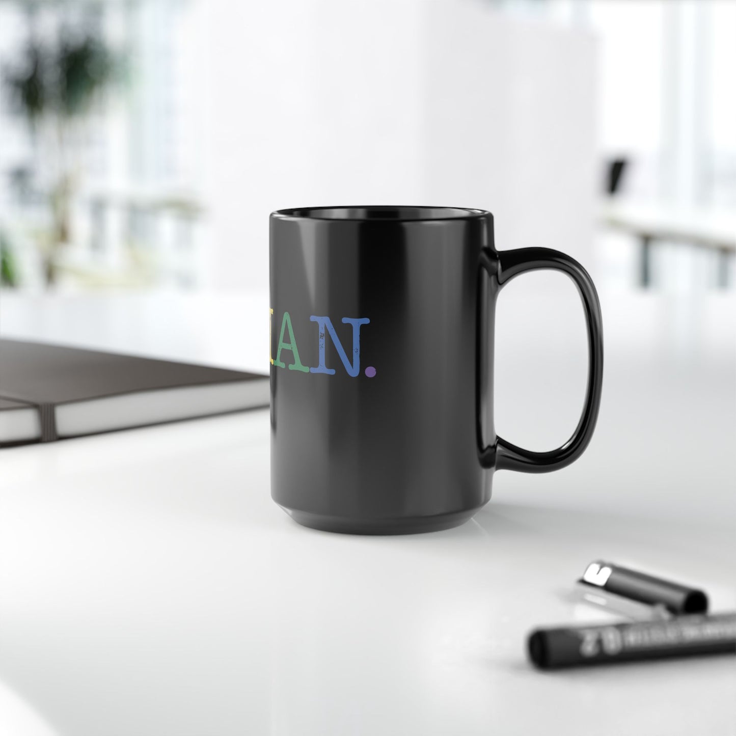 Human Rainbow Black Coffee Mug — Inclusive Pride 11oz/15oz Ceramic