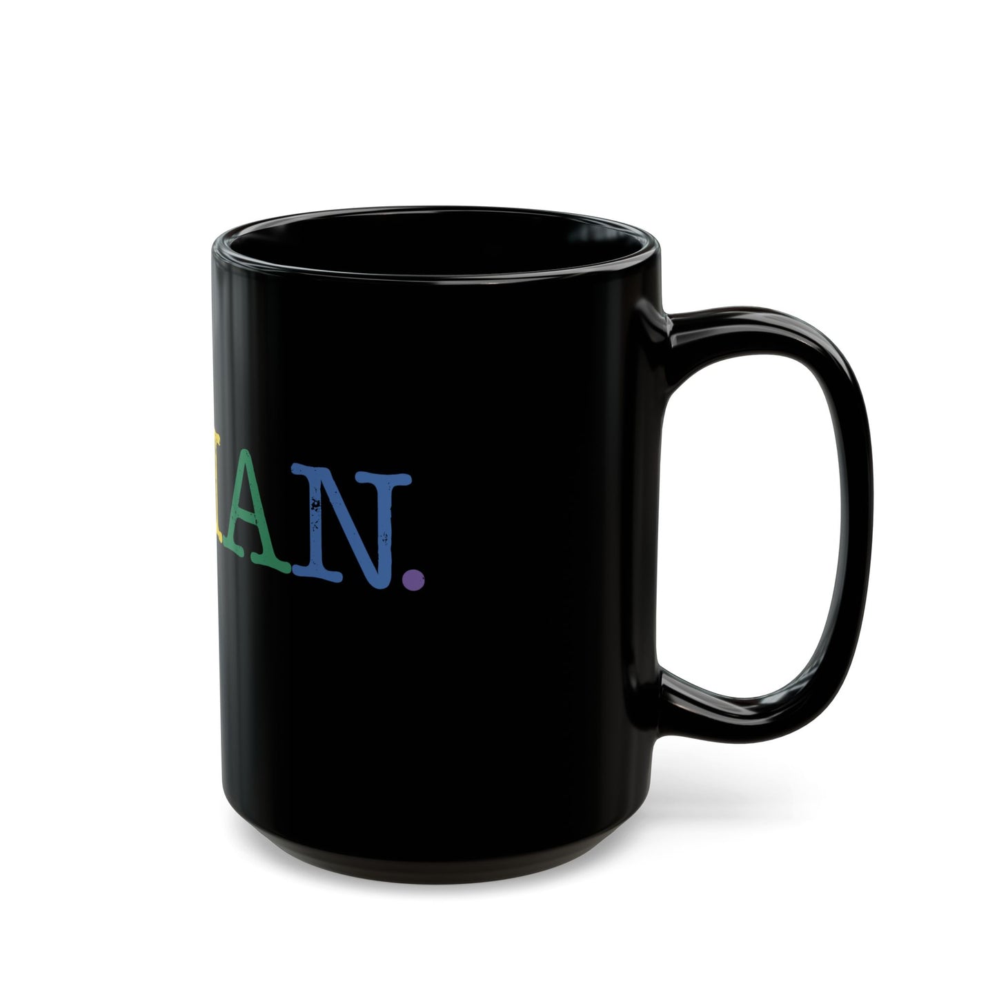 Human Rainbow Black Coffee Mug — Inclusive Pride 11oz/15oz Ceramic